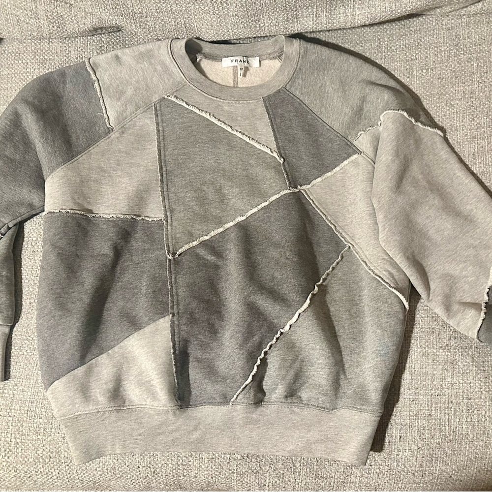 Frame Patchwork Gray Sweatshirt Size Small - image 4